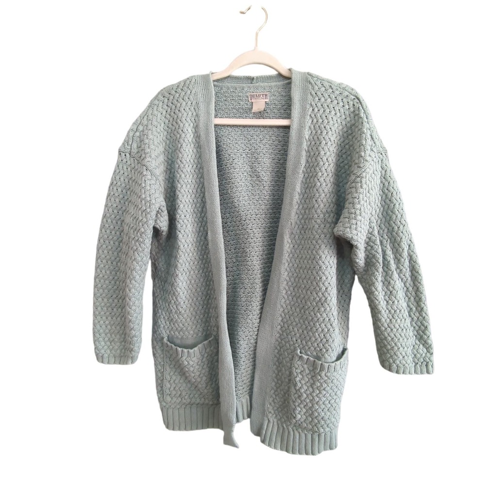 Duluth Trading‎ Co Cardigan Womens Medium Cotton Mint Green Chunky
